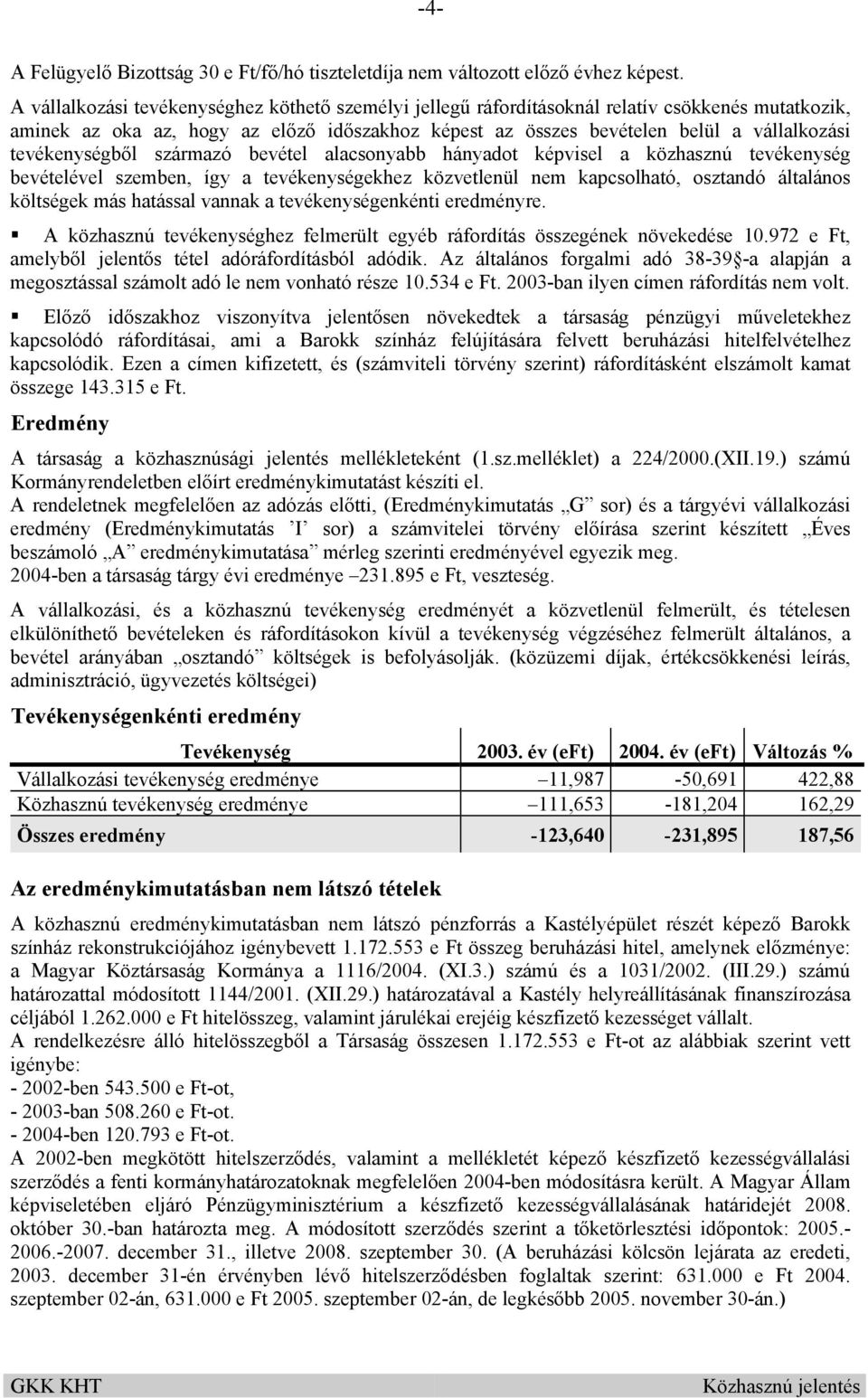 tevékenységből származó bevétel alacsonyabb hányadot képvisel a közhasznú tevékenység bevételével szemben, így a tevékenységekhez közvetlenül nem kapcsolható, osztandó általános költségek más