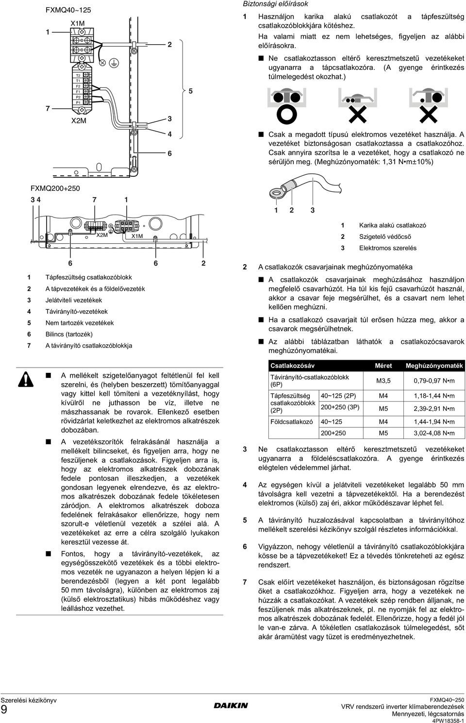 ) F F P 5 7 P XM 6 Csak a megadott típusú elektromos vezetéket használja. A vezetéket biztonságosan csatlakoztassa a csatlakozóhoz.