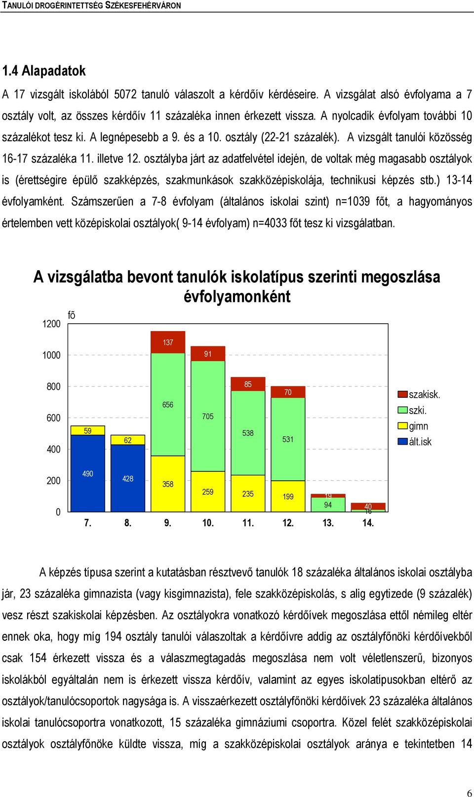 osztályba járt az adatfelvétel idején, de voltak még magasabb osztályok is (érettségire épülő szakképzés, szakmunkások szakközépiskolája, technikusi képzés stb.) 13-14 évfolyamként.