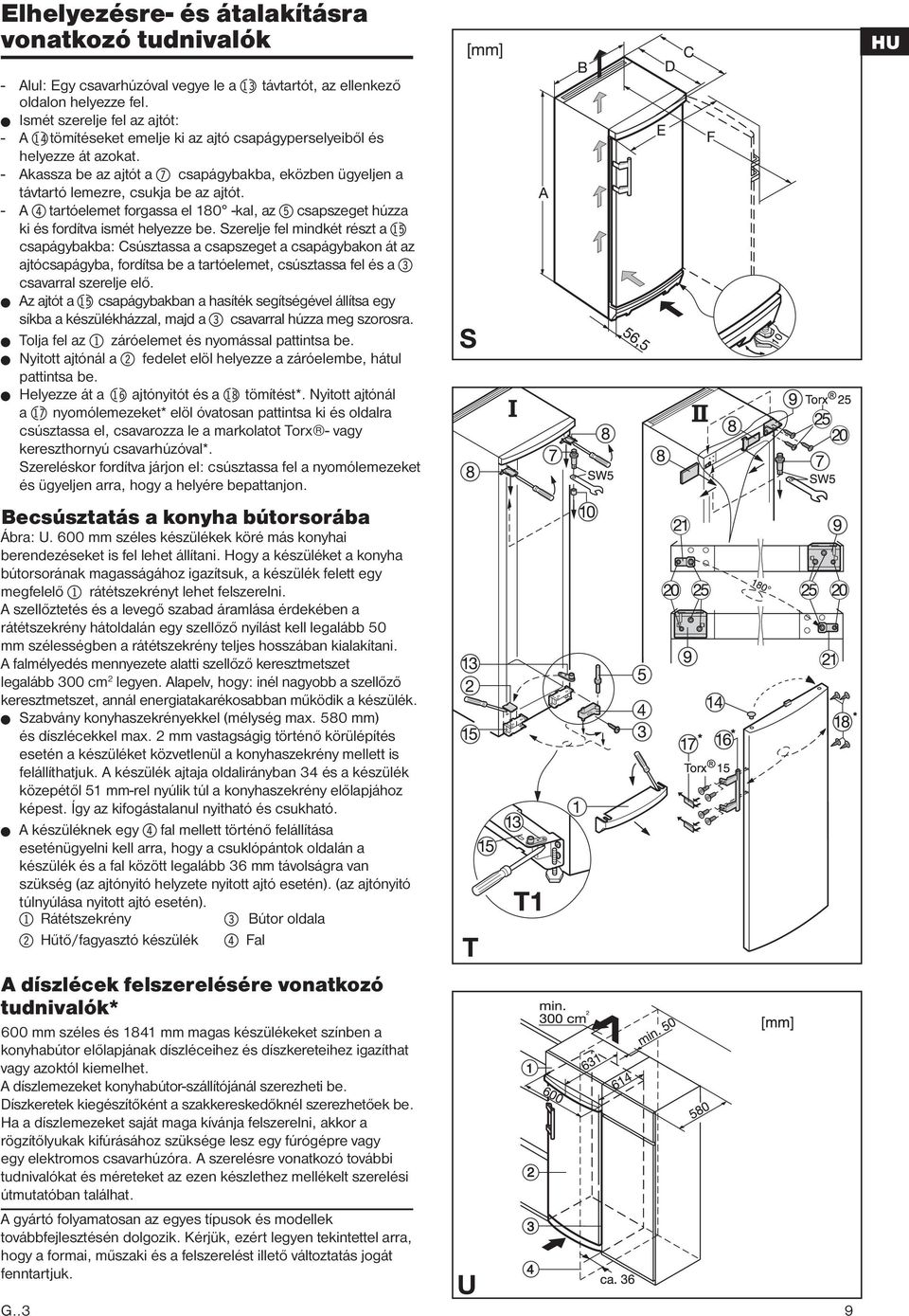 - Akassza be az ajtót a 7 csapágybakba, eközben ügyeljen a távtartó lemezre, csukja be az ajtót. - A 4tartóelemet forgassa el 180 -kal, az 5csapszeget húzza ki és fordítva ismét helyezze be.