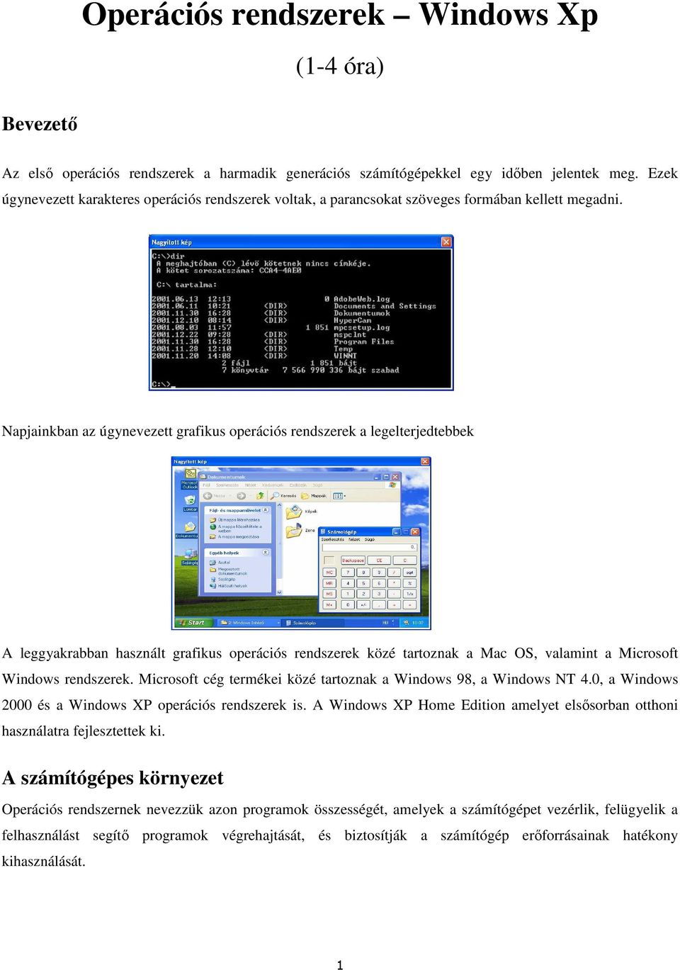 Napjainkban az úgynevezett grafikus operációs rendszerek a legelterjedtebbek A leggyakrabban használt grafikus operációs rendszerek közé tartoznak a Mac OS, valamint a Microsoft Windows rendszerek.