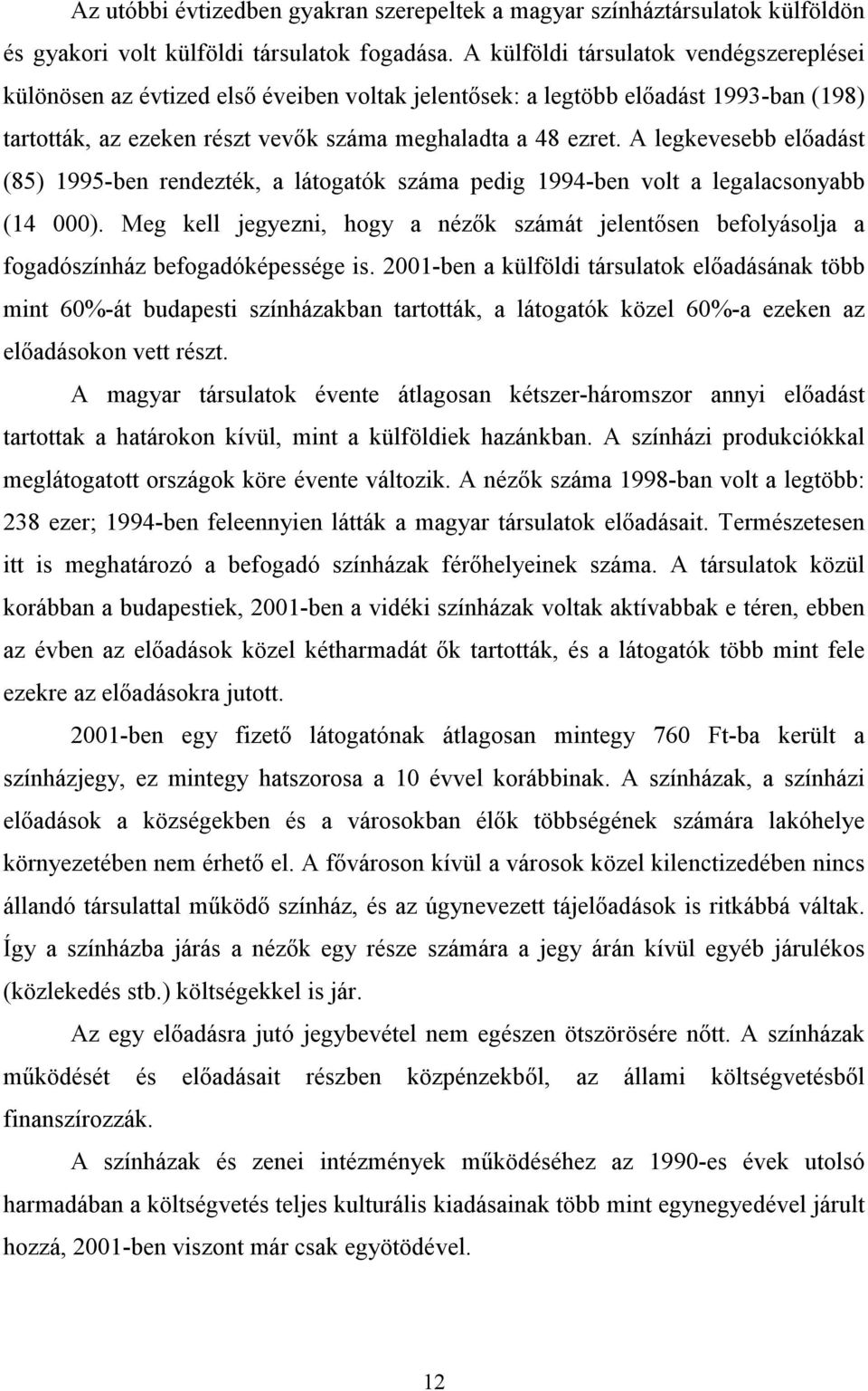 A legkevesebb előadást (85) 1995-ben rendezték, a látogatók száma pedig 1994-ben volt a legalacsonyabb (14 000).