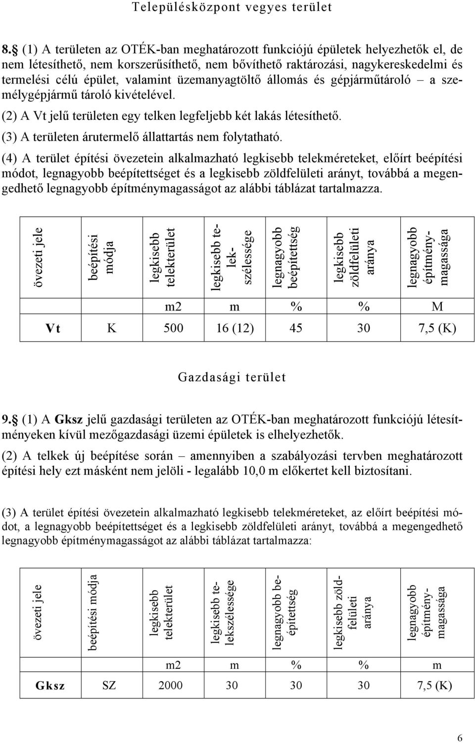 üzemanyagtöltő állomás és gépjárműtároló a személygépjármű tároló kivételével. (2) A Vt jelű területen egy telken legfeljebb két lakás létesíthető.