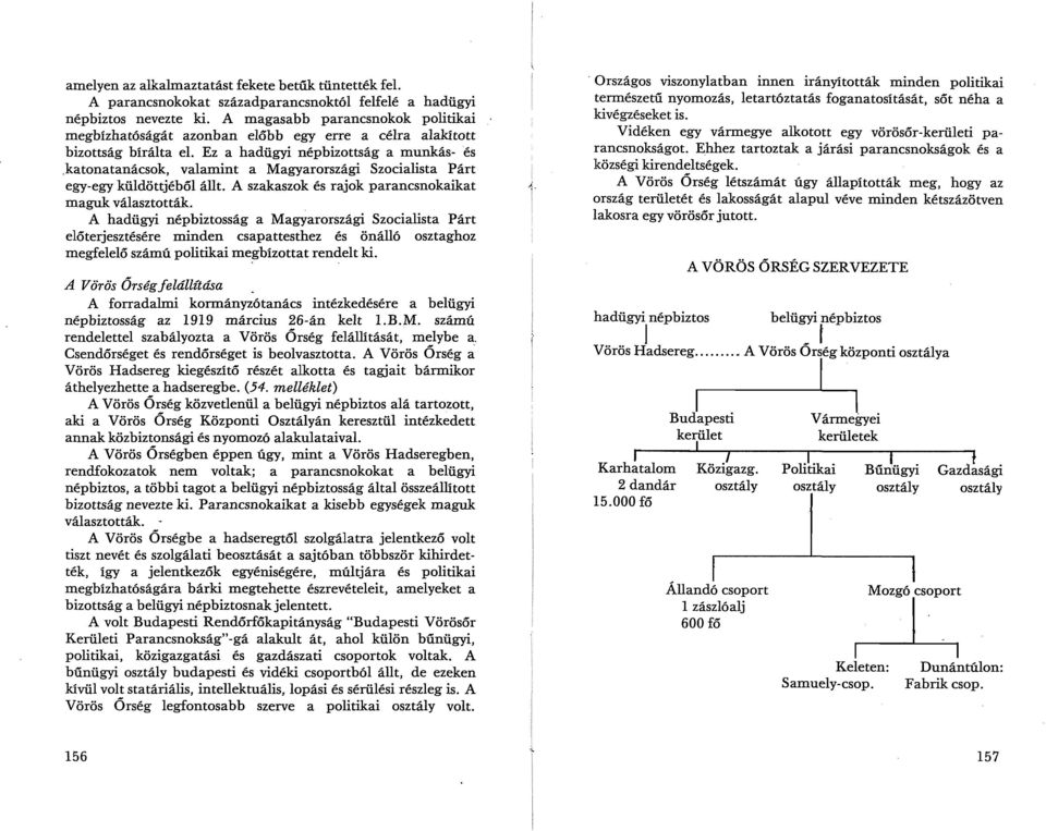 katonatanácsok, valamint a Magyarországi Szocialista Párt egy-egy küldött jéből állt. A szakaszok és rajok parancsnokaikat maguk választották.