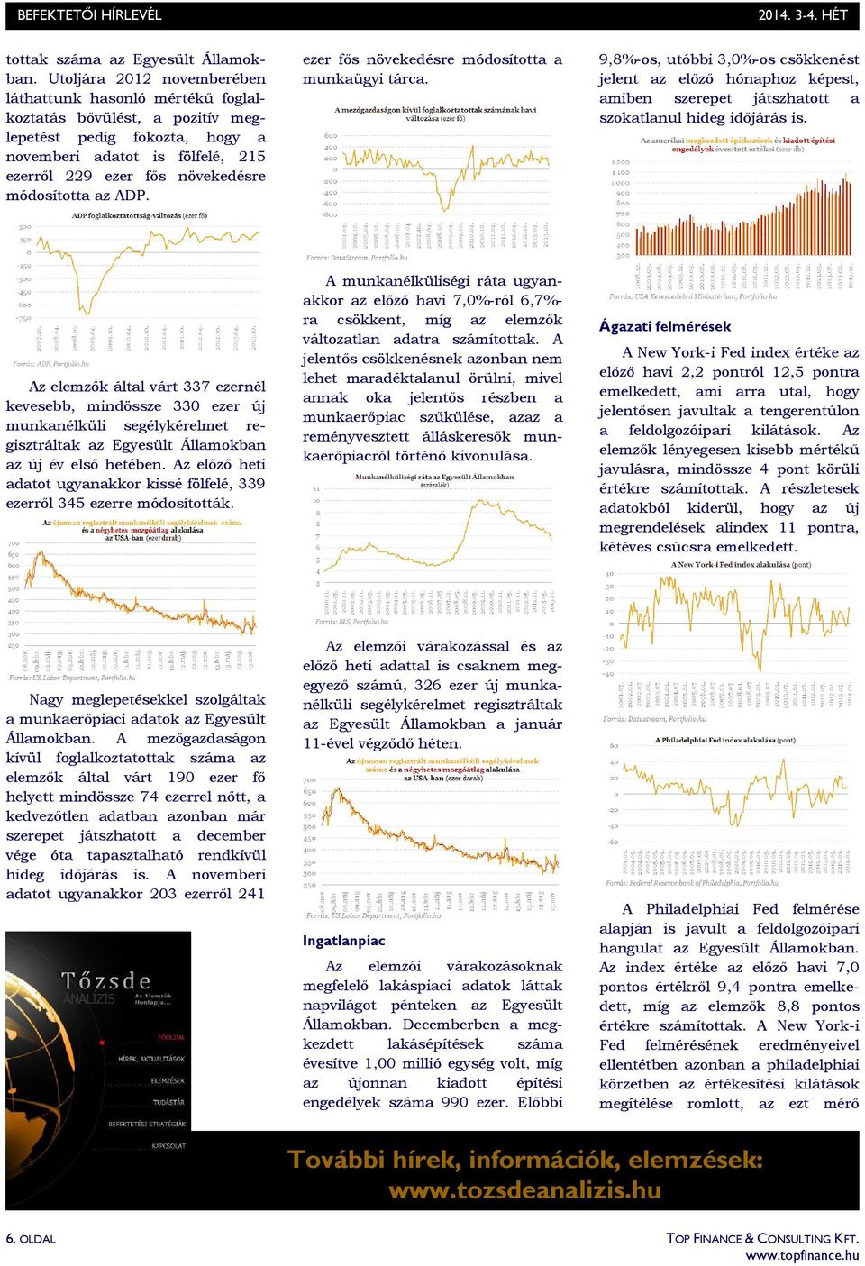 módosította az ADP. ezer fıs növekedésre módosította a munkaügyi tárca. 9,8%-os, utóbbi 3,0%-os csökkenést jelent az elızı hónaphoz képest, amiben szerepet játszhatott a szokatlanul hideg idıjárás is.