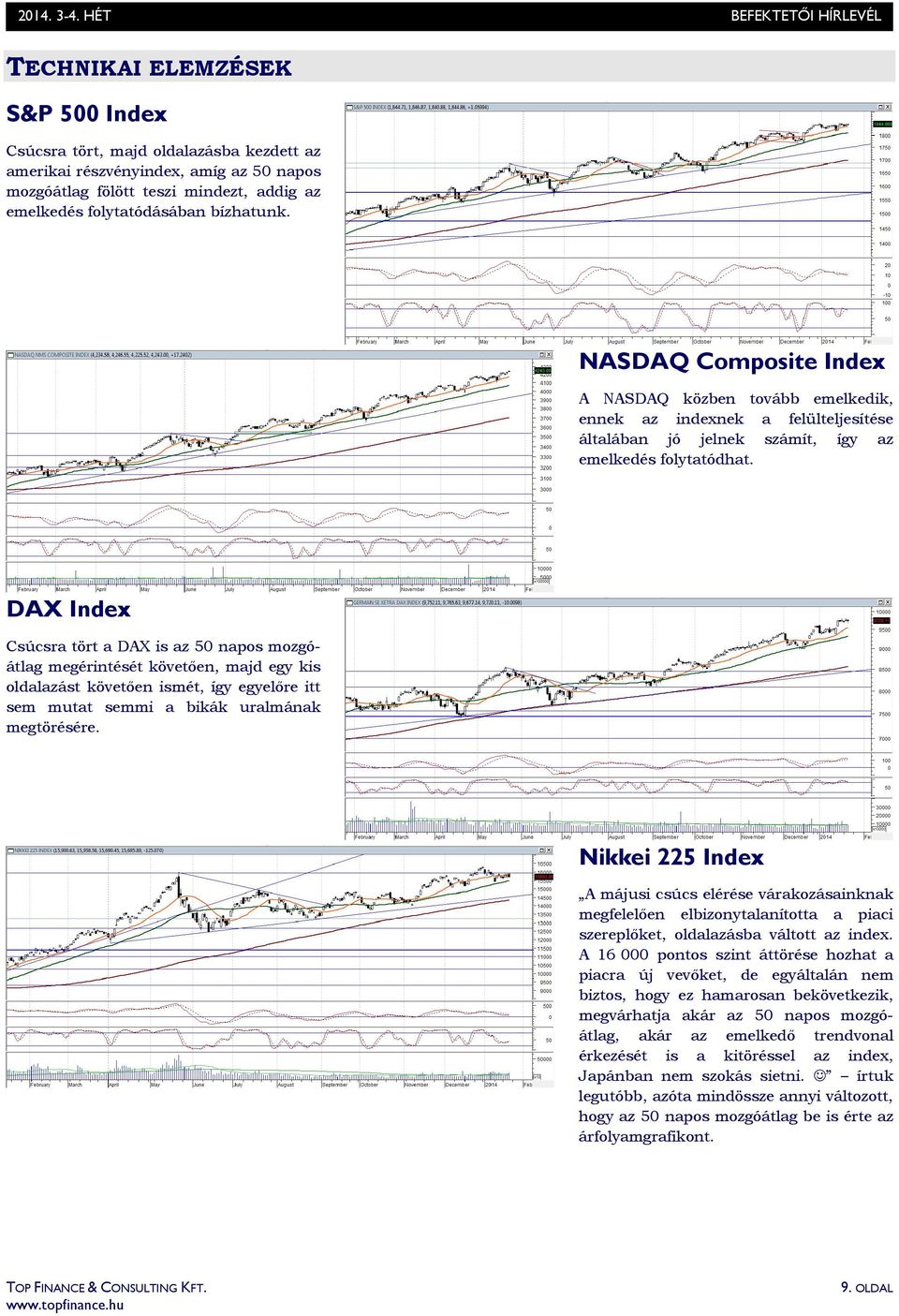 DAX Index Csúcsra tört a DAX is az 50 napos mozgóátlag megérintését követıen, majd egy kis oldalazást követıen ismét, így egyelıre itt sem mutat semmi a bikák uralmának megtörésére.