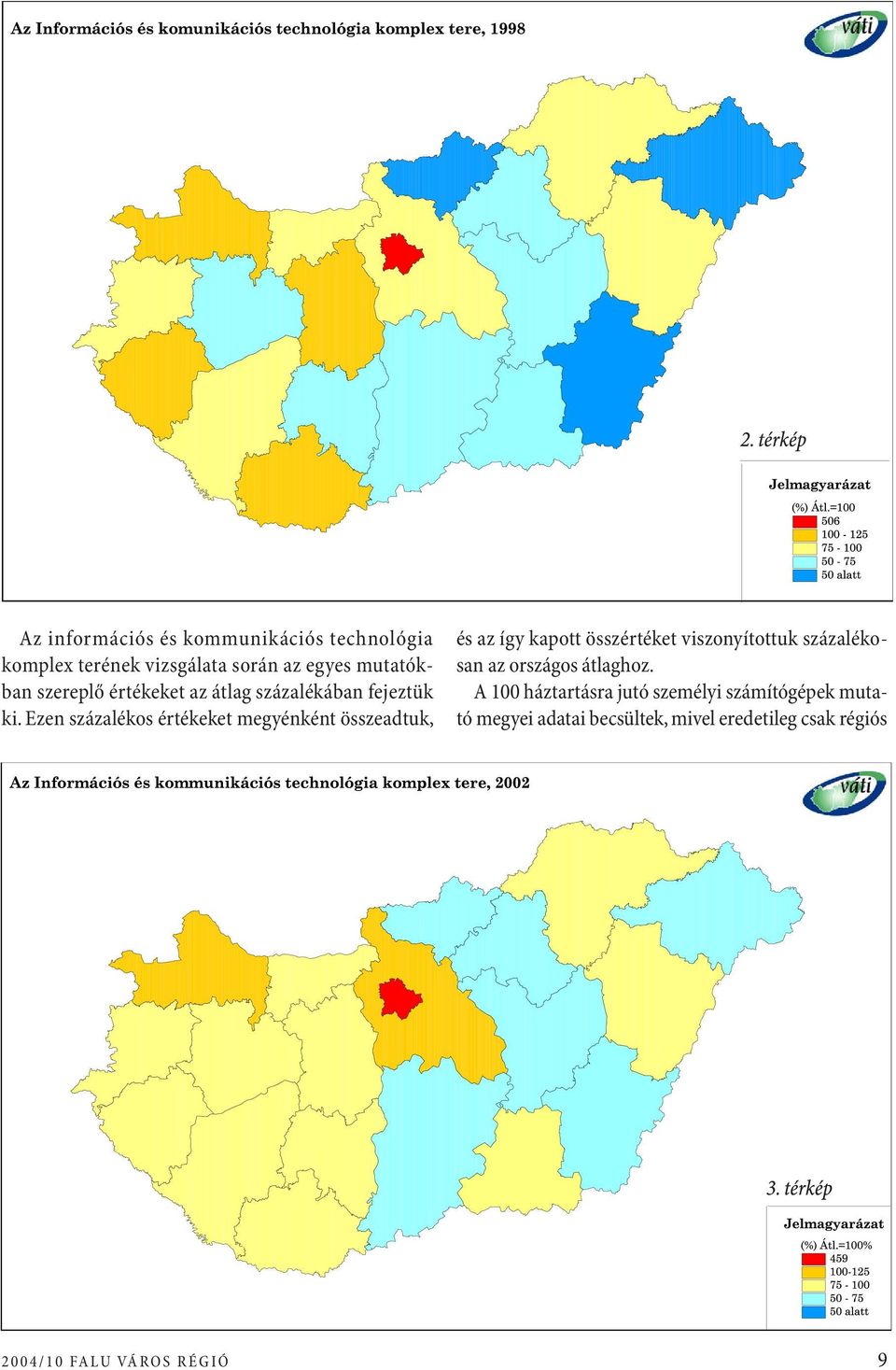 Ezen százalékos értékeket megyénként összeadtuk, 2 0 0 4 / 1 0 FA LU VÁ R O S R É G I Ó és az így kapott