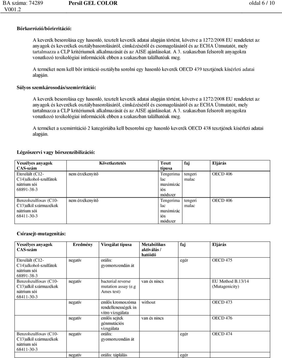 szakaszban felsorolt anyagokra vonatkozó toxikológiai információk ebben a szakaszban találhatóak meg.