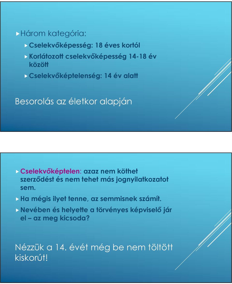 szerződést és nem tehet más jognyilatkozatot sem. Ha mégis ilyet tenne, az semmisnek számít.