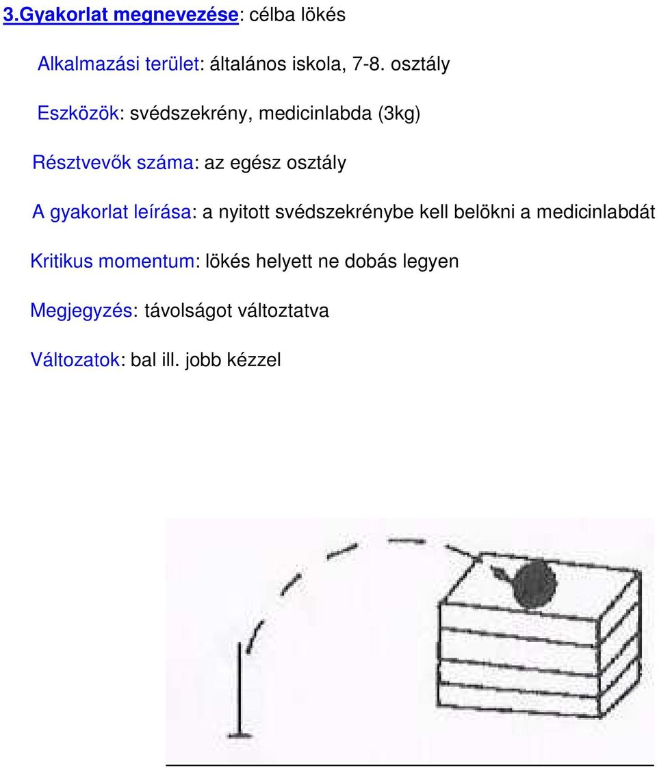 kell belökni a medicinlabdát Kritikus momentum: lökés helyett ne