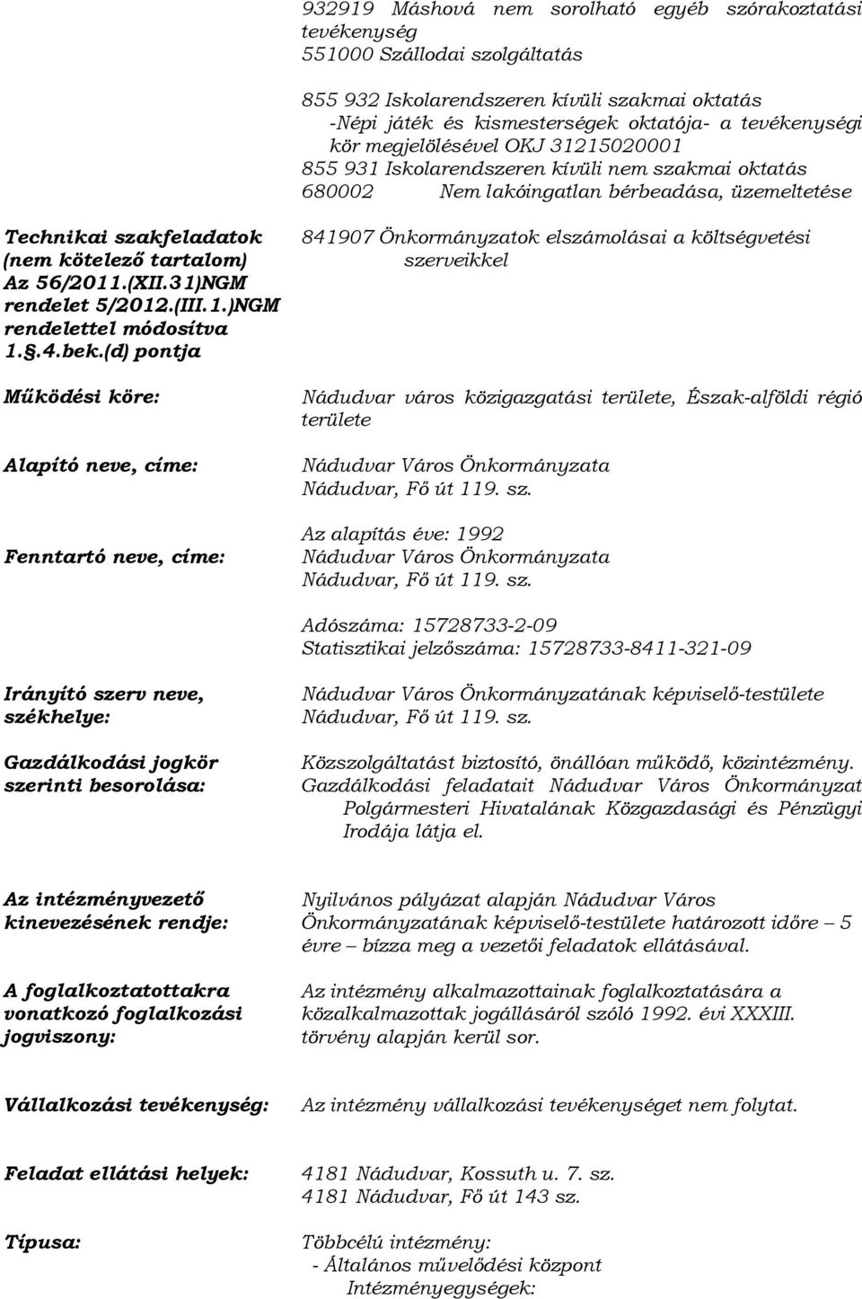 31)NGM rendelet 5/2012.(III.1.)NGM rendelettel módosítva 1..4.bek.