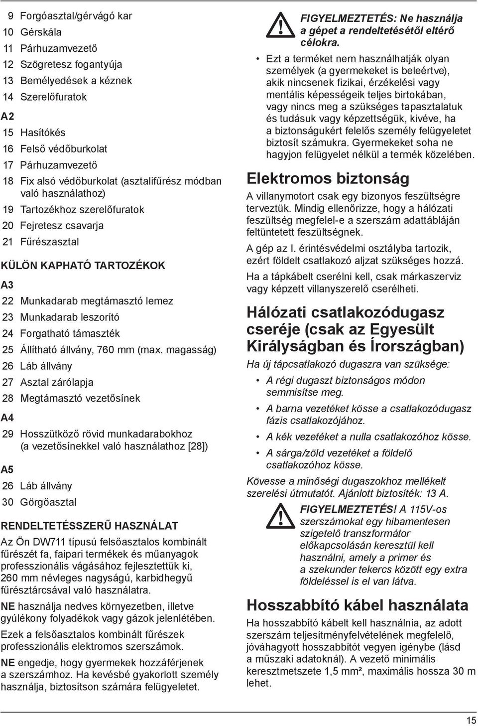 leszorító 24 Forgatható támaszték 25 Állítható állvány, 760 mm (max.