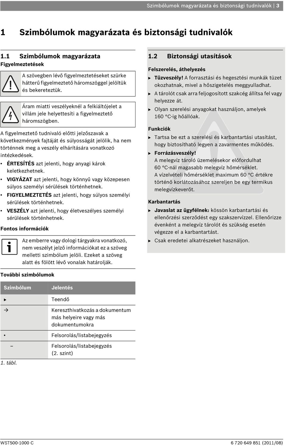 Áram miatti veszélyeknél a felkiáltójelet a villám jele helyettesíti a figyelmeztető háromszögben.