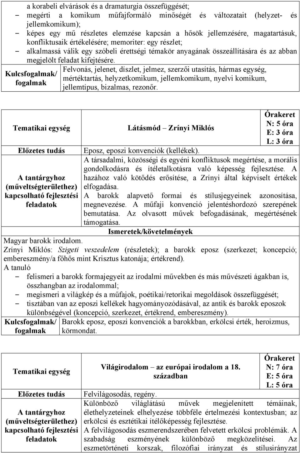 Kulcs/ Felvonás, jelenet, díszlet, jelmez, szerzői utasítás, hármas egység, mértéktartás, helyzetkomikum, jellemkomikum, nyelvi komikum, jellemtípus, bizalmas, rezonőr.