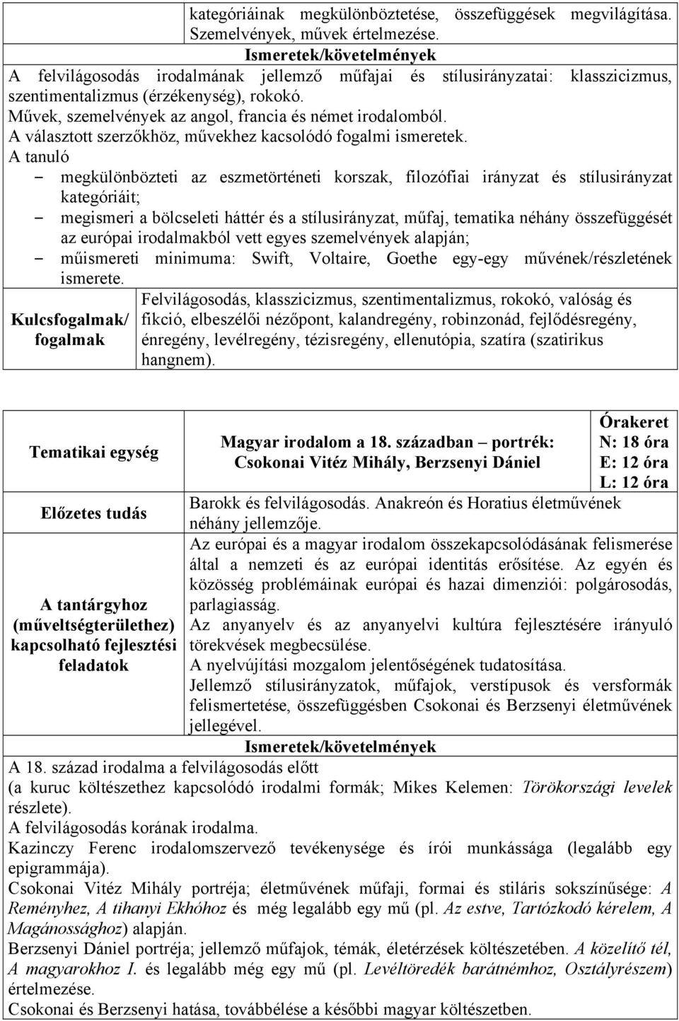 A választott szerzőkhöz, művekhez kacsolódó fogalmi ismeretek.