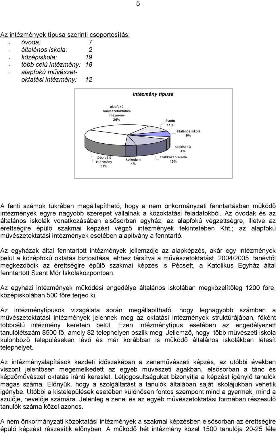 fenntartásban működő intézmények egyre nagyobb szerepet vállalnak a közoktatási feladatokból.