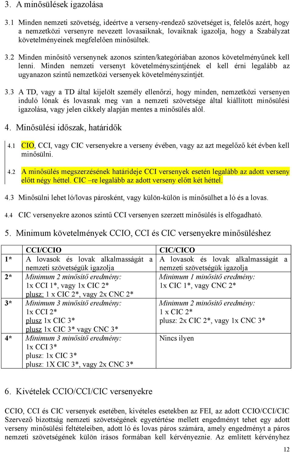 megfelelően minősültek. 3.2 Minden minősítő versenynek azonos szinten/kategóriában azonos követelményűnek kell lenni.