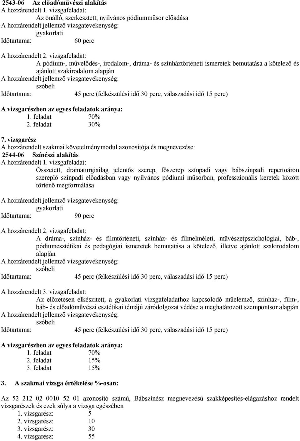 15 perc) A vizsgarészben az egyes feladatok aránya: 1. feladat 70% 2. feladat 30% 7.