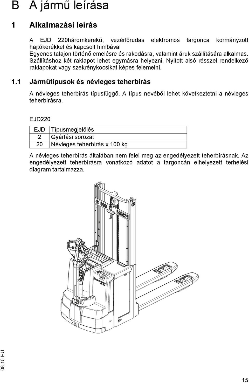 1 Járm típusok és névleges teherbírás A névleges teherbírás típusfügg. A típus nevéb l lehet következtetni a névleges teherbírásra.