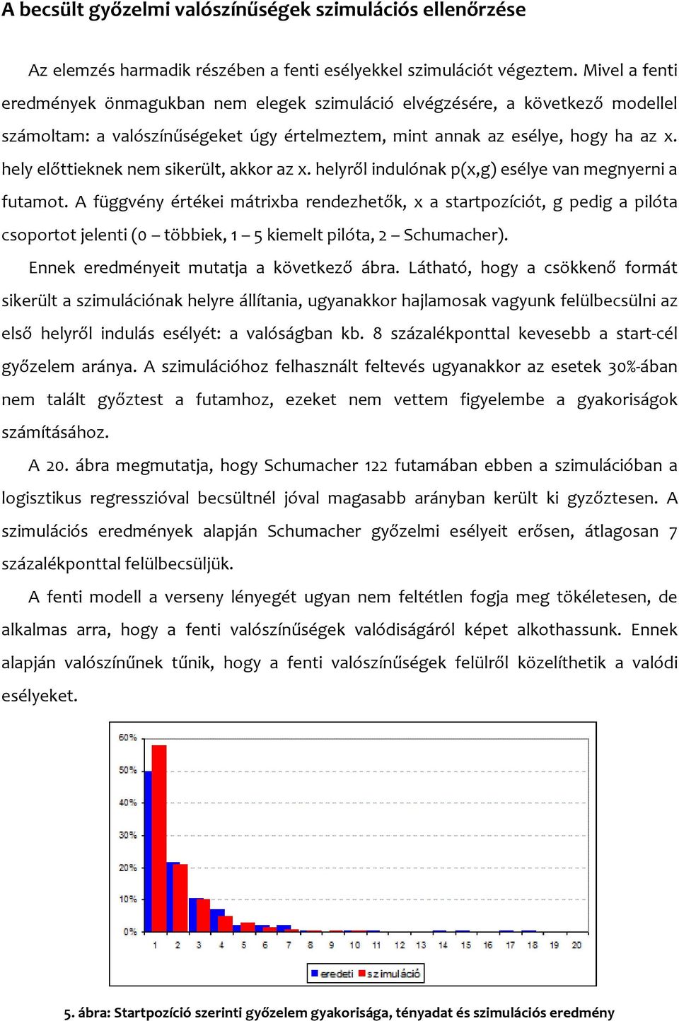 hely előttieknek nem sikerült, akkor az x. helyről indulónak p(x,g) esélye van megnyerni a futamot.