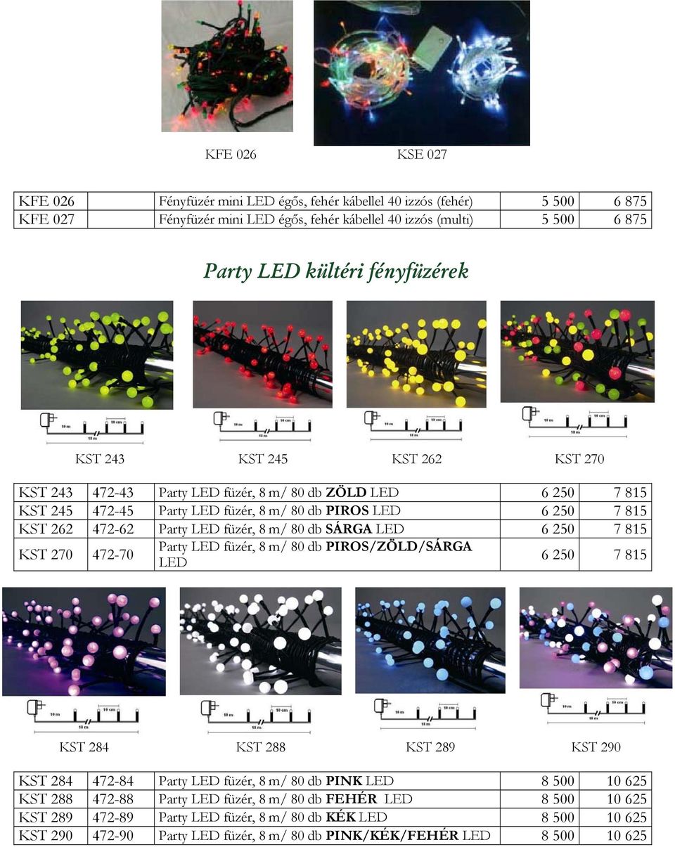 80 db SÁRGA LED 6 250 7 815 Party LED füzér, 8 m/ 80 db PIROS/ZÖLD/SÁRGA KST 270 472-70 LED 6 250 7 815 KST 284 KST 288 KST 289 KST 290 KST 284 472-84 Party LED füzér, 8 m/ 80 db PINK LED 8 500 10