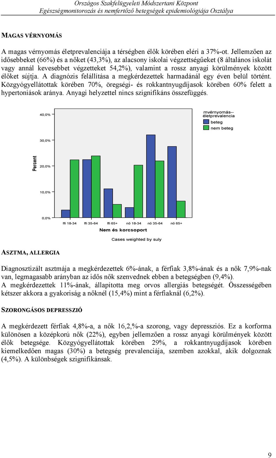 élőket sújtja. A diagnózis felállítása a megkérdezettek harmadánál egy éven belül történt. Közgyógyellátottak körében 70%, öregségi- és rokkantnyugdíjasok körében 60% felett a hypertoniások aránya.