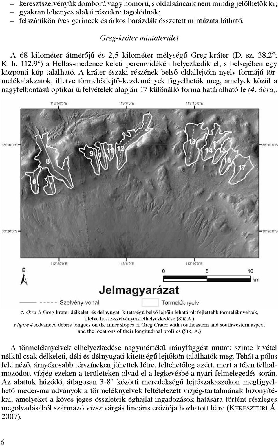 112,9 ) a Hellas-medence keleti peremvidékén helyezkedik el, s belsejében egy központi kúp található.