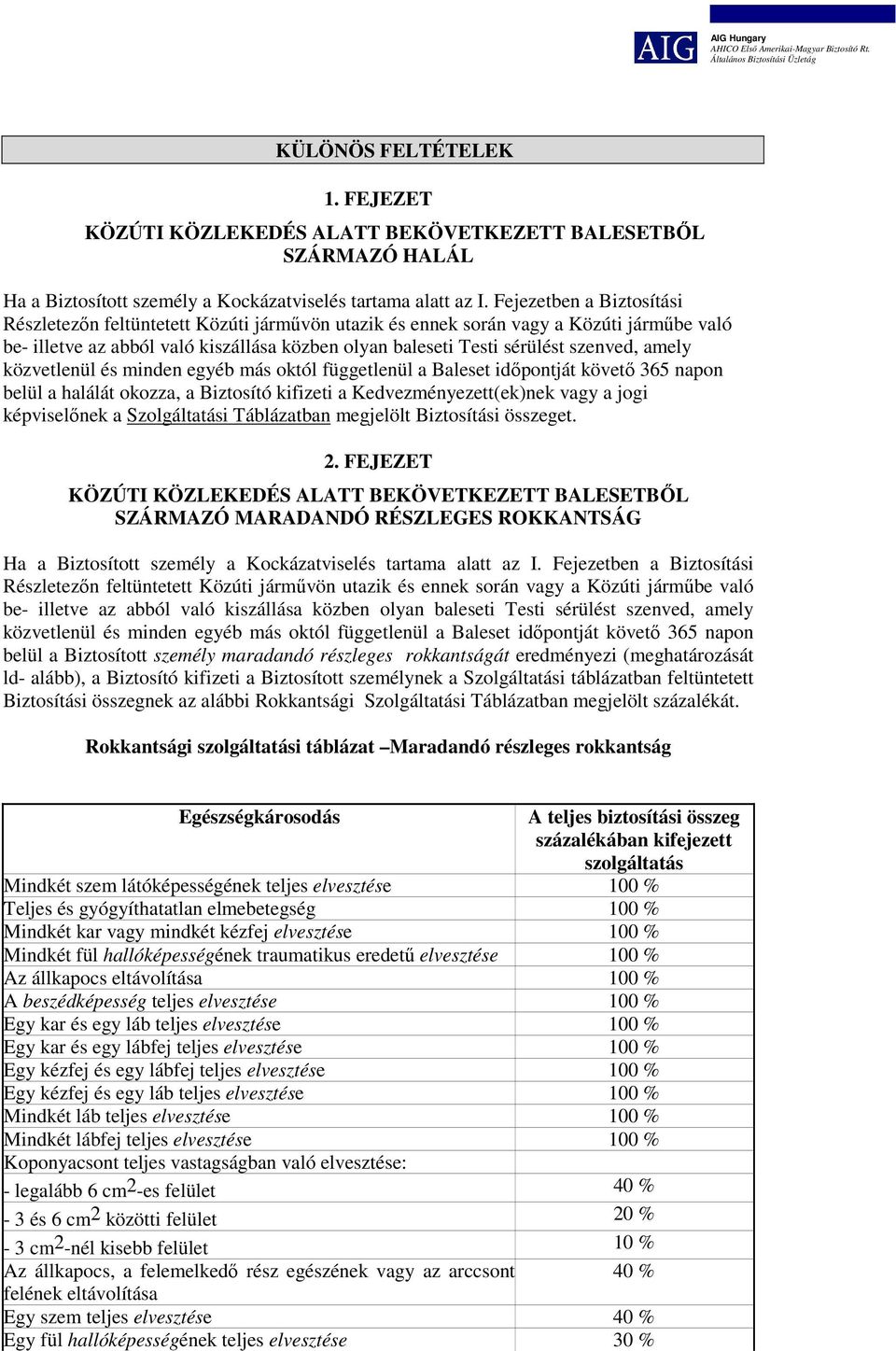 amely közvetlenül és minden egyéb más októl függetlenül a Baleset időpontját követő 365 napon belül a halálát okozza, a Biztosító kifizeti a Kedvezményezett(ek)nek vagy a jogi képviselőnek a