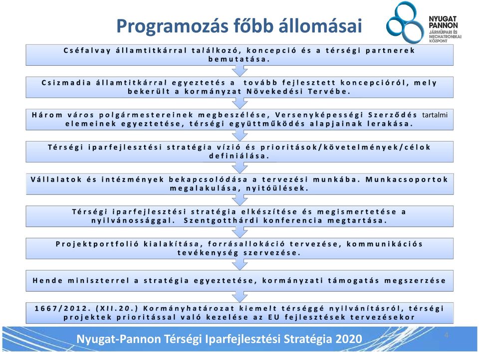 Három város polgármestereinek megbeszélése, Versenyképességi Szerződés tartalmi elemeinek egyeztetése, térségi együttműködés alapjainak lerakása.