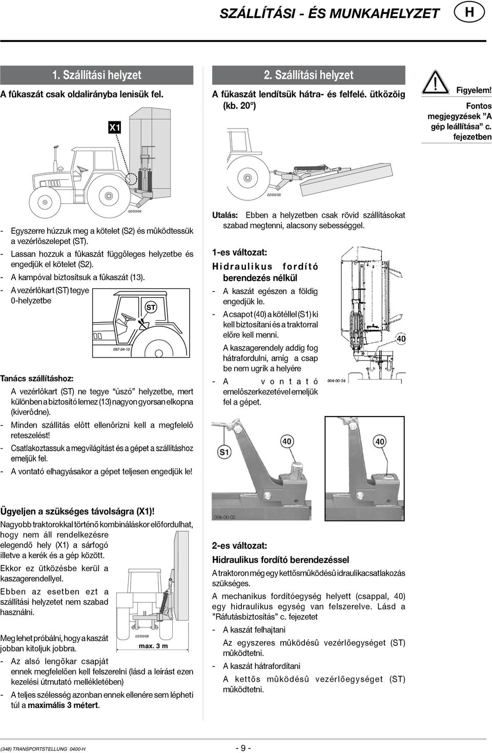 - Lassan hozzuk a fûkaszát függôleges helyzetbe és engedjük el kötelet (S2). - A kampóval biztosítsuk a fûkaszát (13).