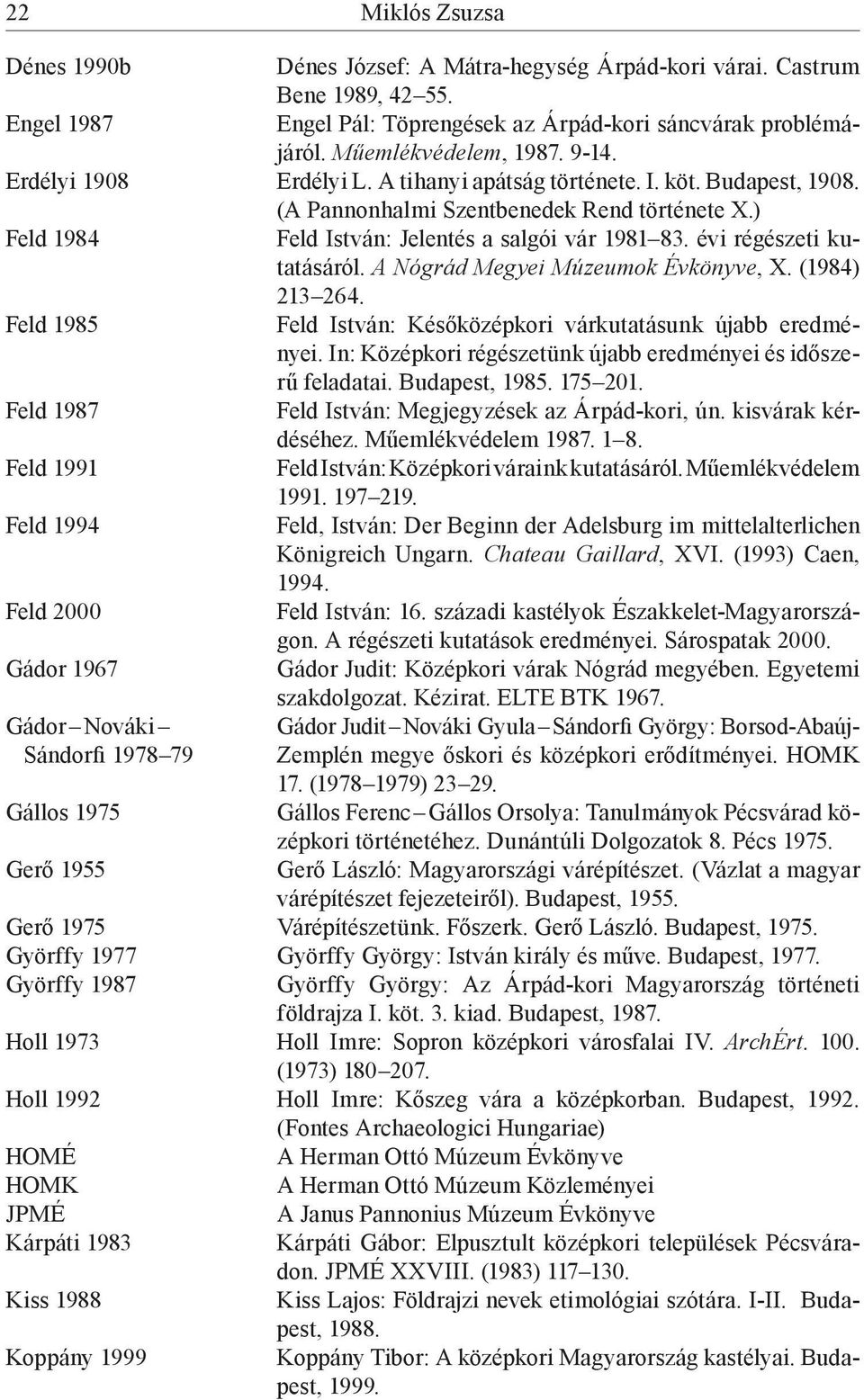 évi régészeti kutatásáról. A Nógrád Megyei Múzeumok Évkönyve, X. (1984) 213 264. Feld 1985 Feld István: Későközépkori várkutatásunk újabb eredményei.