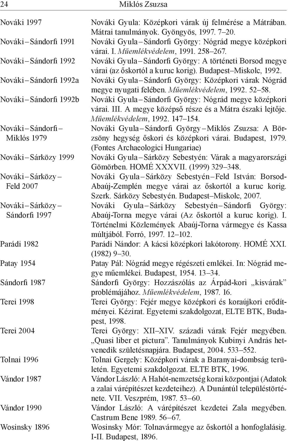 Nováki Sándorfi 1992 Nováki Gyula Sándorfi György: A történeti Borsod megye várai (az őskortól a kuruc korig). Budapest Miskolc, 1992.