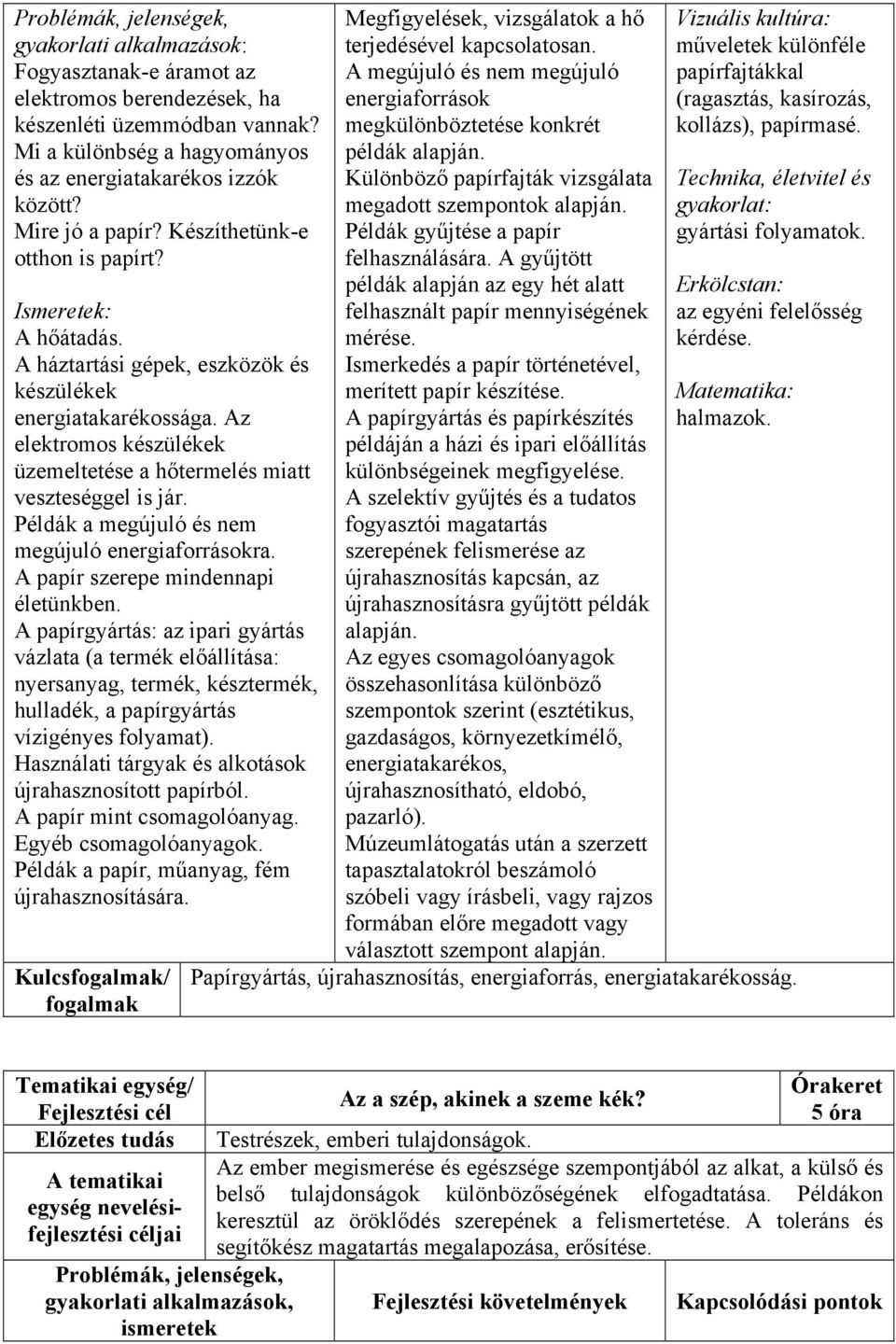 Példák a megújuló és nem megújuló energiaforrásokra. A papír szerepe mindennapi életünkben.