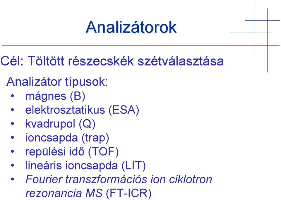 kvadrupol (Q) ioncsapda (trap) repülési idő (TOF) lineáris