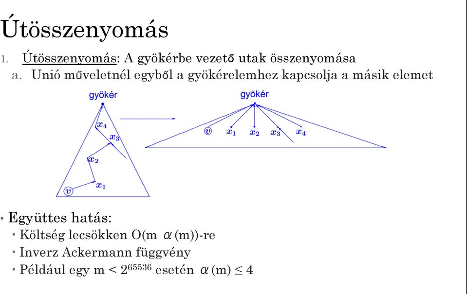 Unió műveletnél egyből a gyökérelemhez kapcsolja a másik