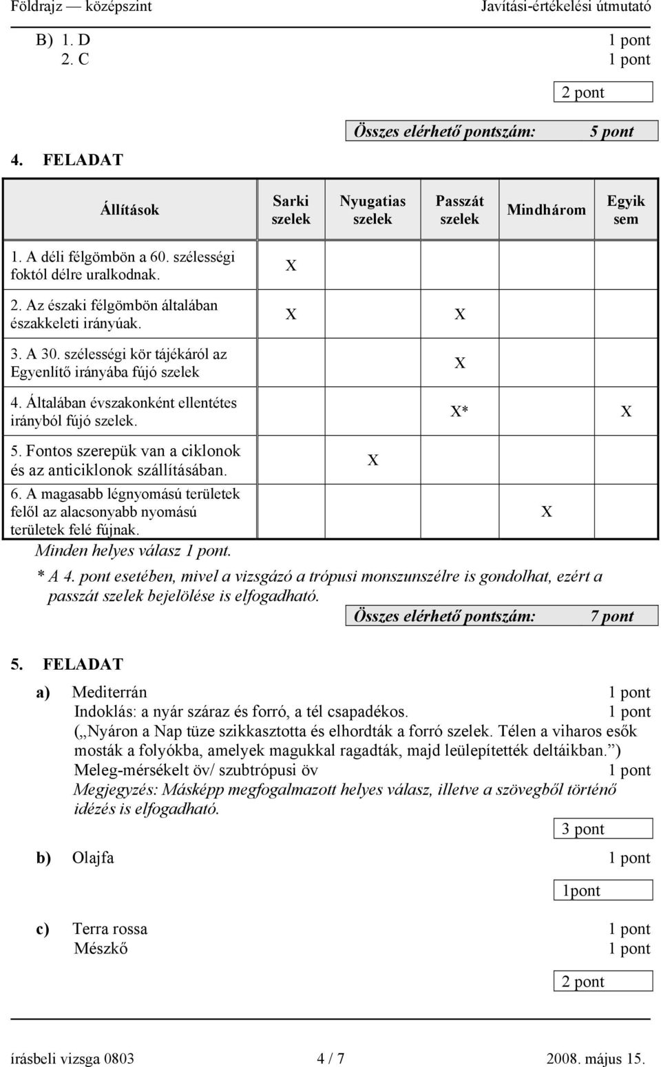 A magasabb légnyomású területek felől az alacsonyabb nyomású területek felé fújnak. Minden helyes válasz. * A 4.