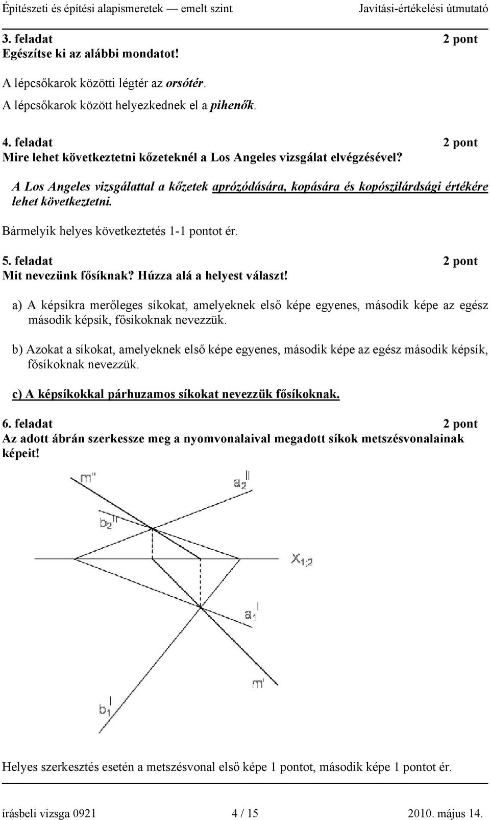 Bármelyik helyes következtetés 1-ot ér. 5. feladat 2 pont Mit nevezünk fősíknak? Húzza alá a helyest választ!