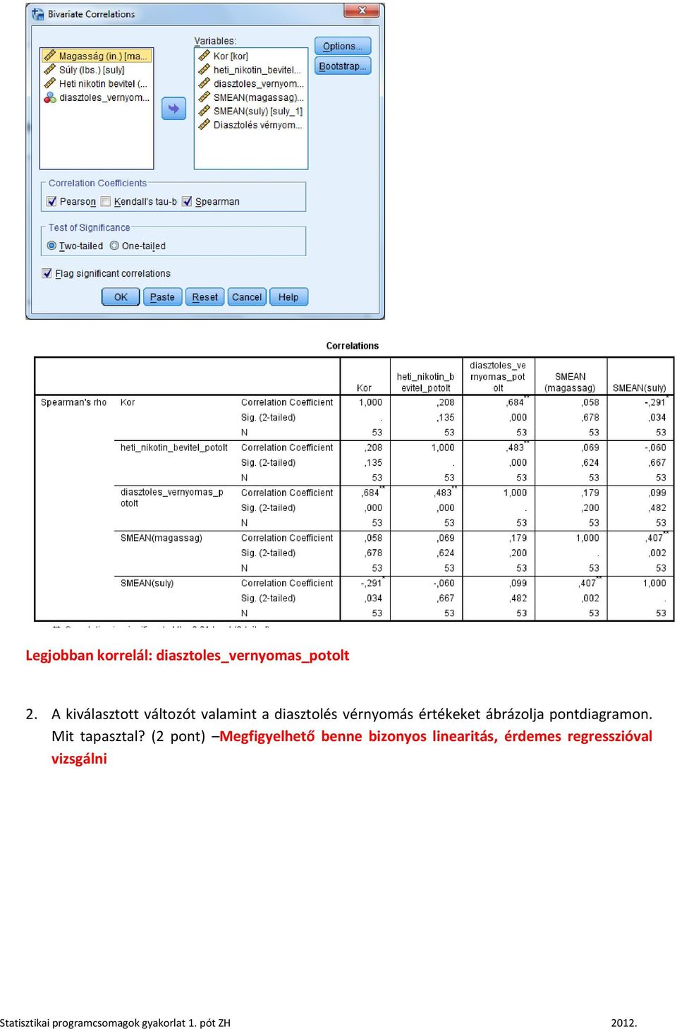 értékeket ábrázolja pontdiagramon. Mit tapasztal?