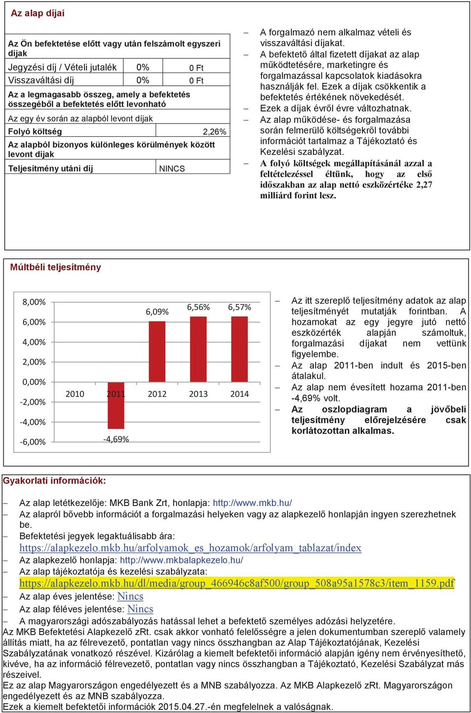 alkalmaz vételi és visszaváltási díjakat. - A befektető által fizetett díjakat az alap működtetésére, marketingre és forgalmazással kapcsolatok kiadásokra használják fel.