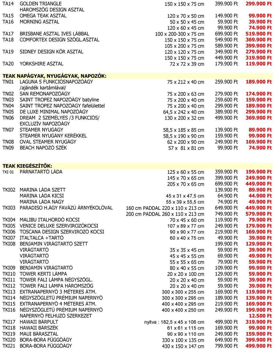 900 Ft 105 x 200 x 75 cm 589.900 Ft 399.900 Ft TA19 SIDNEY DESIGN KÖR ASZTAL 120 x 120 x 75 cm 349.900 Ft 279.900 Ft 150 x 150 x 75 cm 449.900 Ft 319.900 Ft TA20 YORKSHIRE ASZTAL 72 x 72 x 39 cm 179.