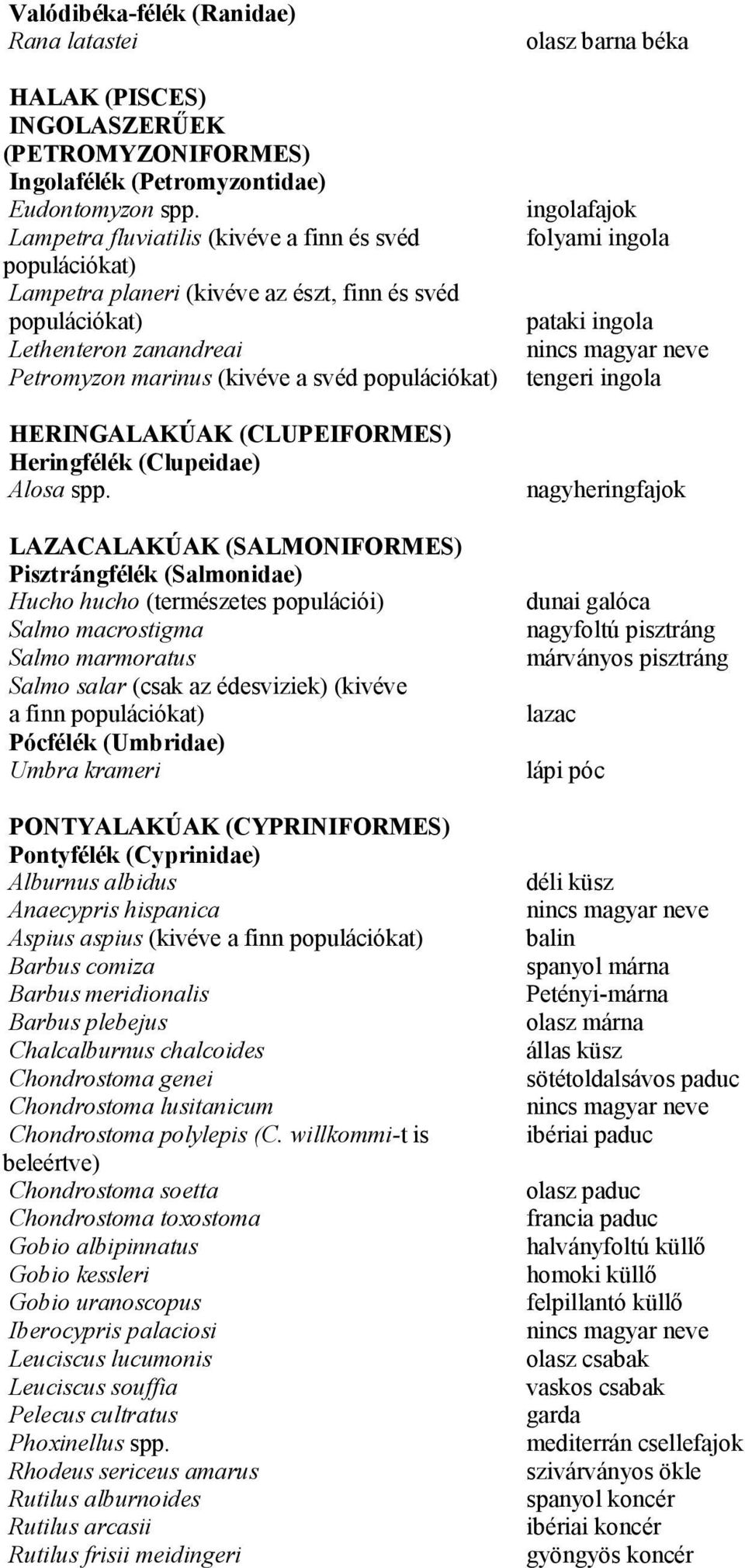 HERINGALAKÚAK (CLUPEIFORMES) Heringfélék (Clupeidae) Alosa spp.