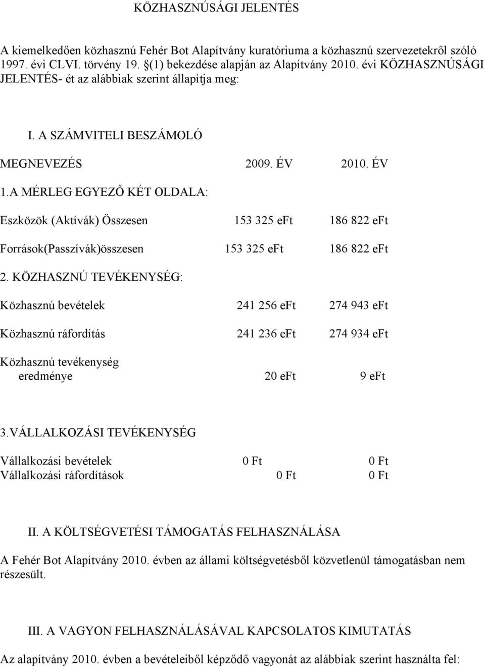 A MÉRLEG EGYEZŐ KÉT OLDALA: Eszközök (Aktívák) Összesen 153 325 eft 186 822 eft Források(Passzívák)összesen 153 325 eft 186 822 eft 2.