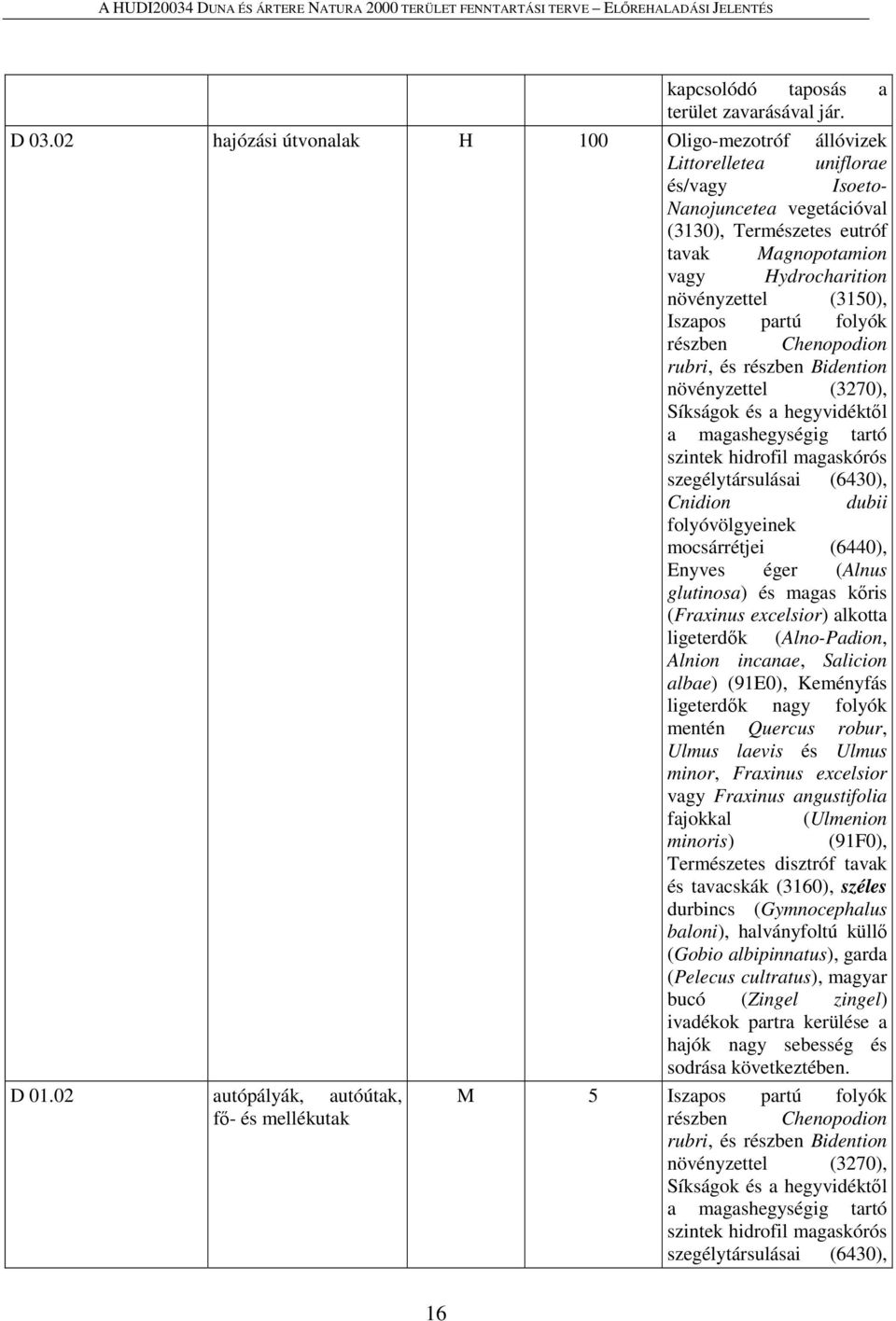 (3150), Iszapos partú folyók részben Chenopodion rubri, és részben Bidention növényzettel (3270), Síkságok és a hegyvidéktől a magashegységig tartó szintek hidrofil magaskórós szegélytársulásai