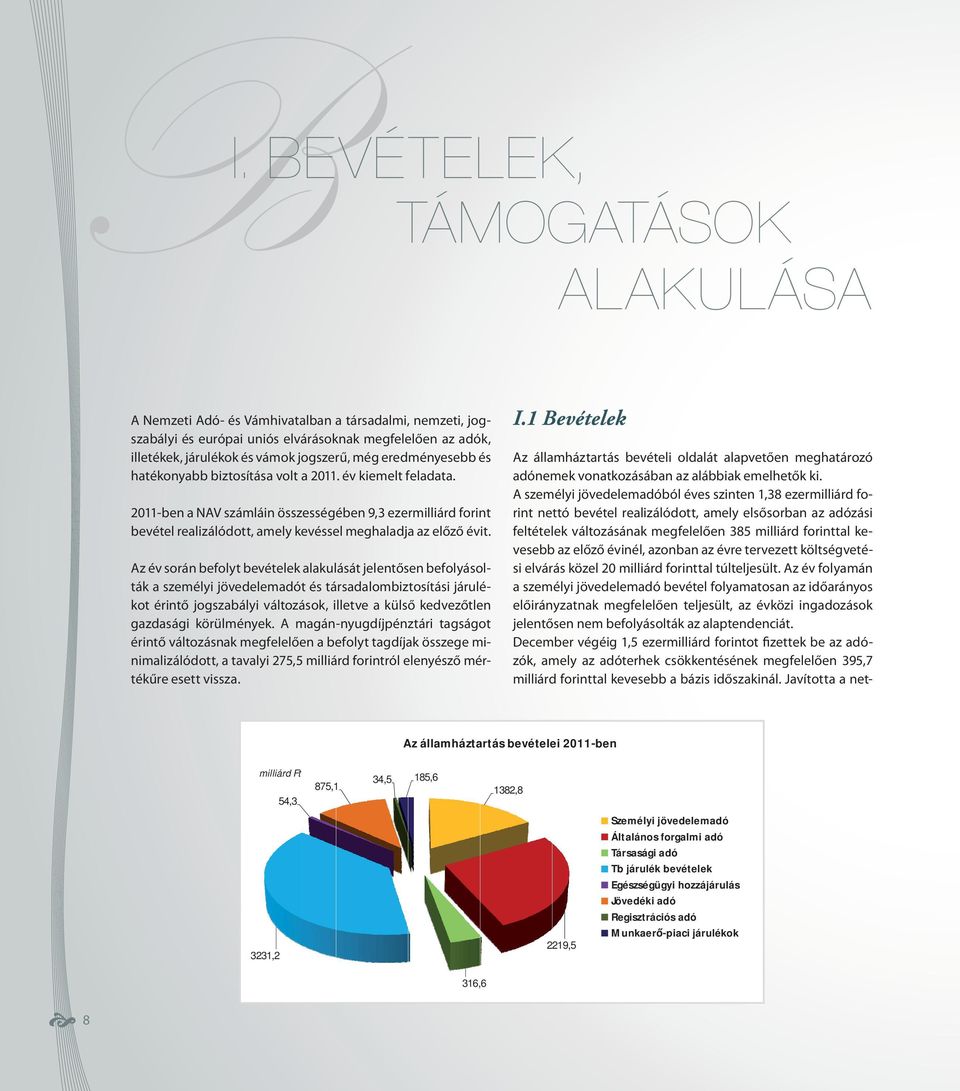 Az év során befolyt bevételek alakulását jelentősen befolyásolták a személyi jövedelemadót és társadalombiztosítási járulékot érintő jogszabályi változások, illetve a külső kedvezőtlen gazdasági