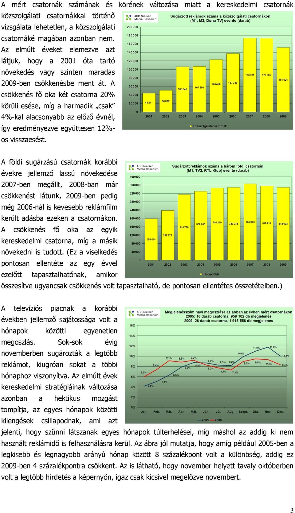 A csökkenés fő oka két csatorna 20% körüli esése, míg a harmadik csak 4%-kal alacsonyabb az előző évnél, így eredményezve együttesen 12%- os visszaesést.