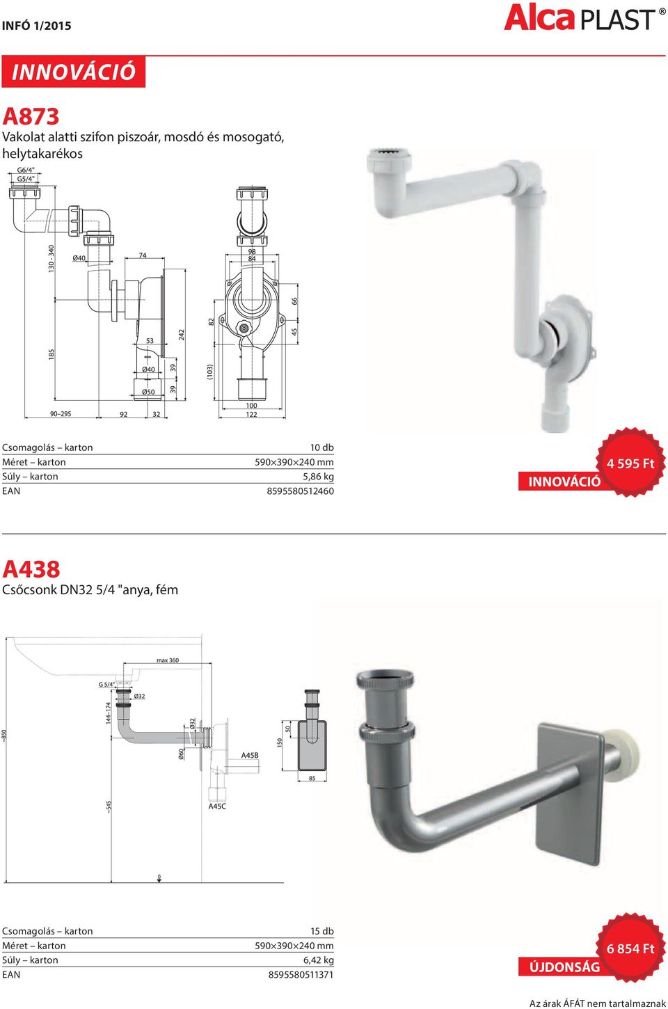 8595580512460 INNOVÁCIÓ 4 595 Ft A438 Csőcsonk DN32 5/4 "anya, fém