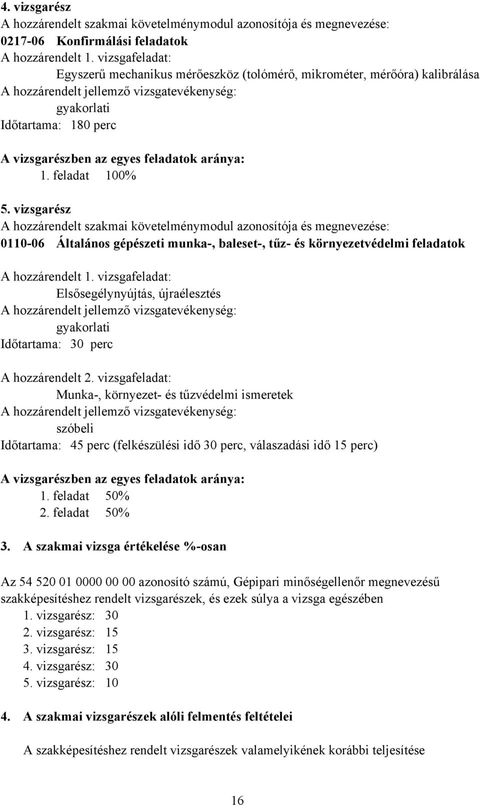 vizsgarész A hozzárendelt szakmai követelménymodul azonosítója és megnevezése: 0110-06 Általános gépészeti munka-, baleset-, tűz- és környezetvédelmi feladatok A hozzárendelt 1.