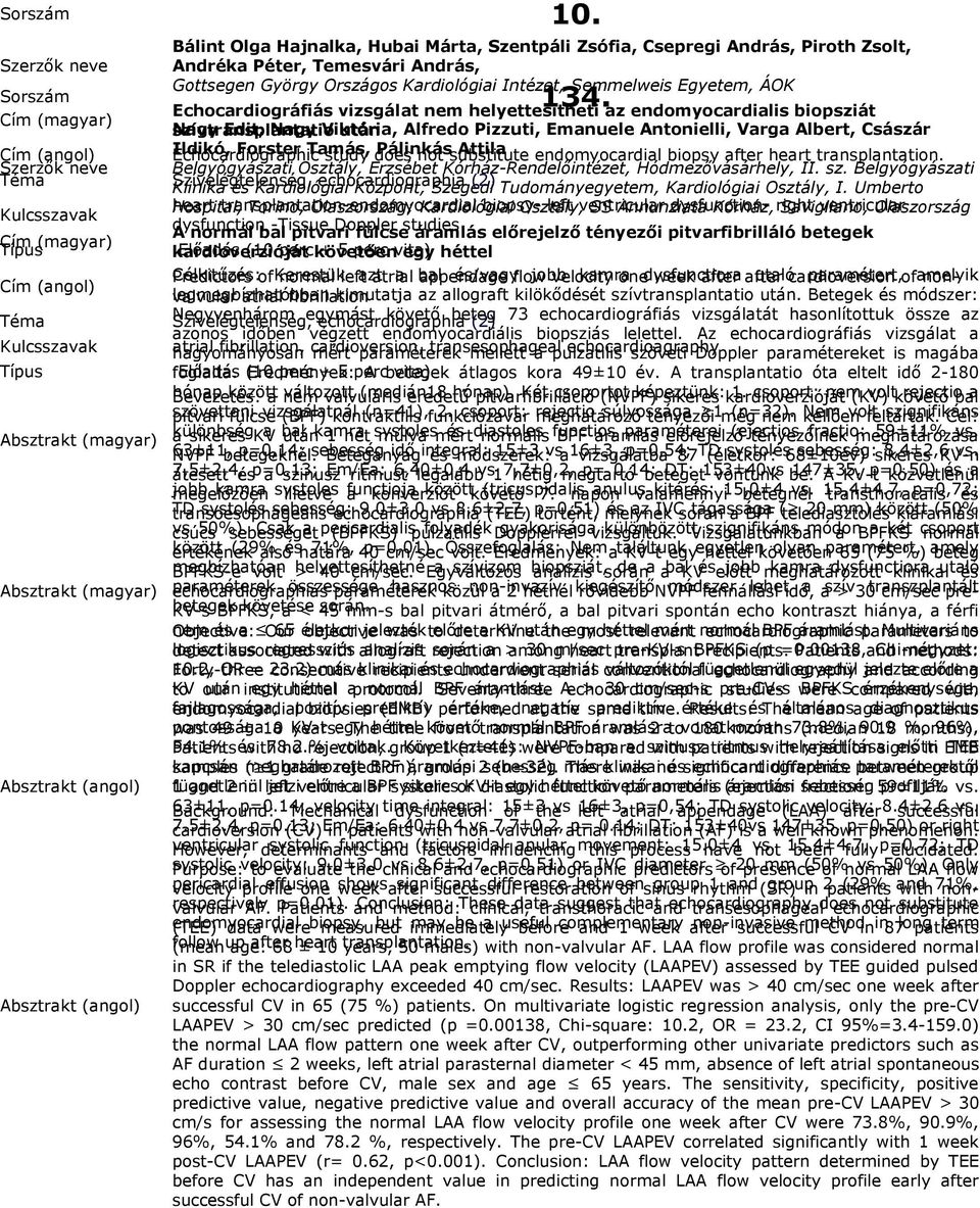 Echocardiographic Forster Tamás, study does Pálinkás not substitute Attila endomyocardial biopsy after heart transplantation.