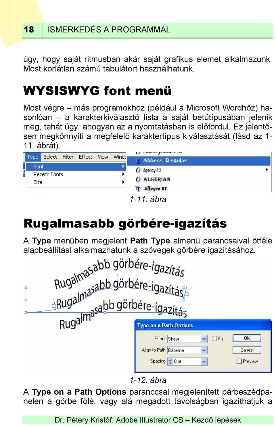 nyomtatásban is előfordul. Ez jelentősen megkönnyíti a megfelelő karaktertípus kiválasztását (lásd az 1-11.