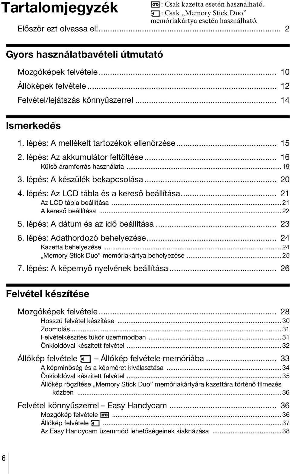 .. 16 Külső áramforrás használata...19 3. lépés: A készülék bekapcsolása... 20 4. lépés: Az LCD tábla és a kereső beállítása... 21 Az LCD tábla beállítása...21 A kereső beállítása...22 5.